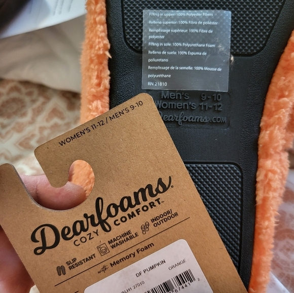 New DearfoamJack O Lantern  Face Plush Slippers Unisex W11-12 M9-10 Oran… - Picture 10 of 16